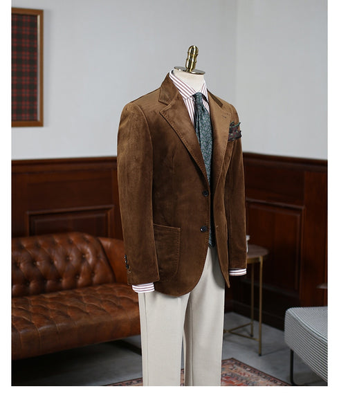 Brown Corduroy Suit – Men Suit Set – Inspired by Classic Corduroy Suits for Men Plus Size
